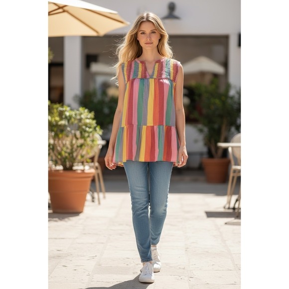 crown & ivy Tops - Crown & Ivy Colorful Sleeveless Blouse